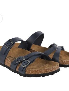 Birkenstock Franca Oiled Leather Sandals- Blue
